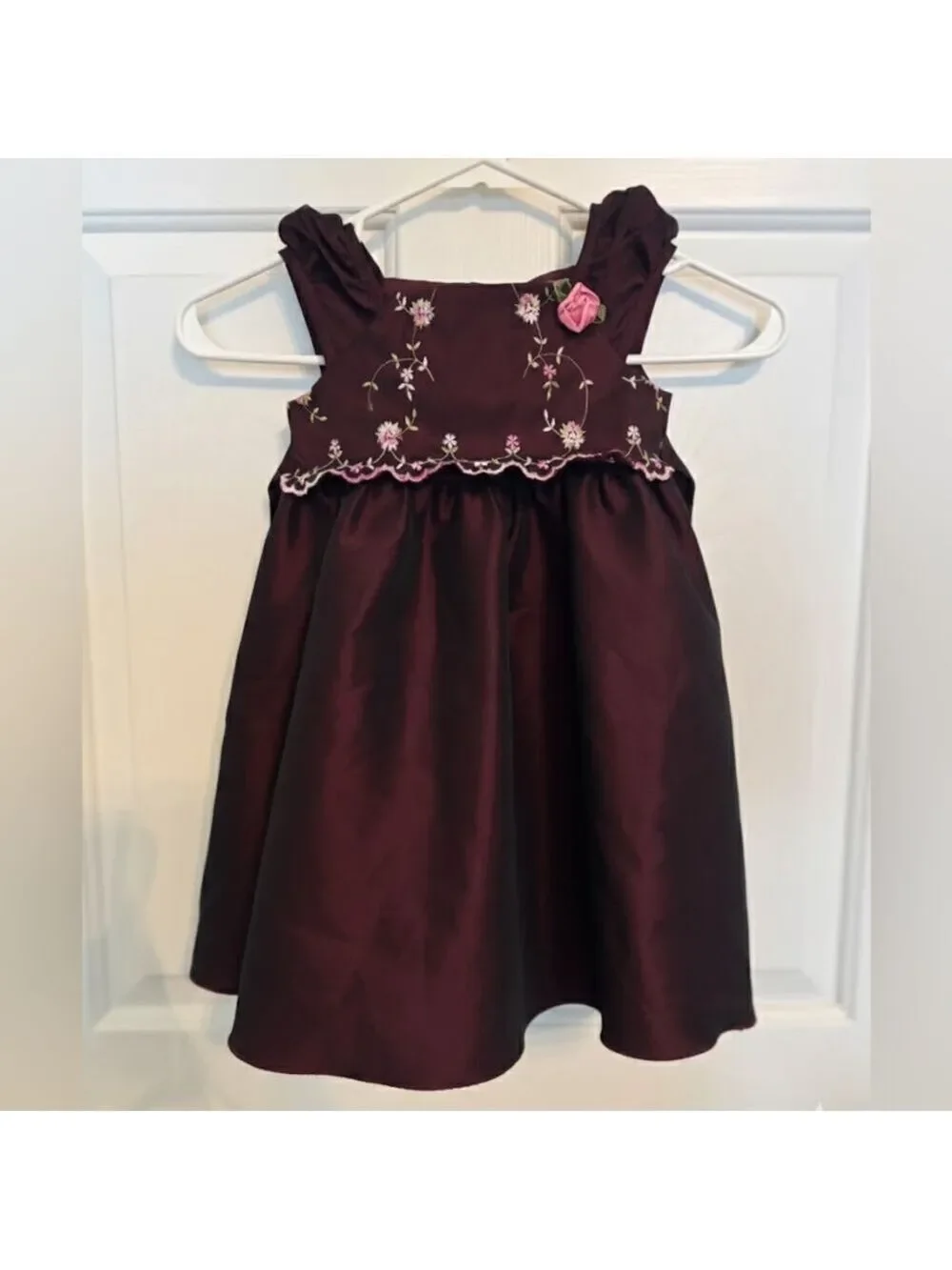 Stone Gear Girls Burgundy Floral Embroidered Dress Size 5
